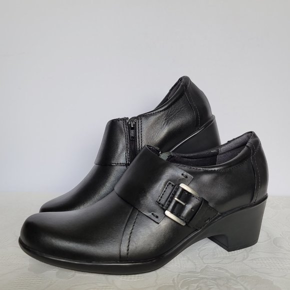 CLARKS Genette Vista Slip-On Leather Shoes- Black color- Women's Size 9.5M - Picture 4 of 14